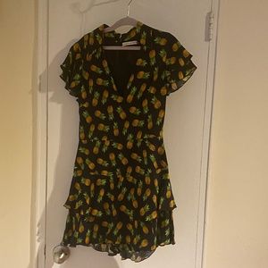 Alice + Olivia Black Pineapple Shay Skort Romper Size 2
